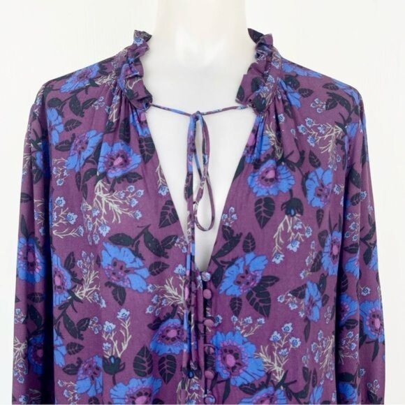 Free People Magic Mystery Print Tunic Dress Floral Boho Dress bell sleeves small - Picture 7 of 10